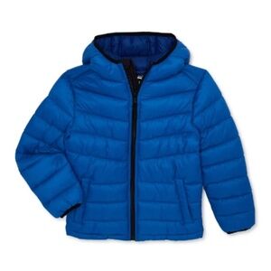 NWT Urban Republic Boys Packable Hooded Full Zip Puffer Jacket Blue - 18 months